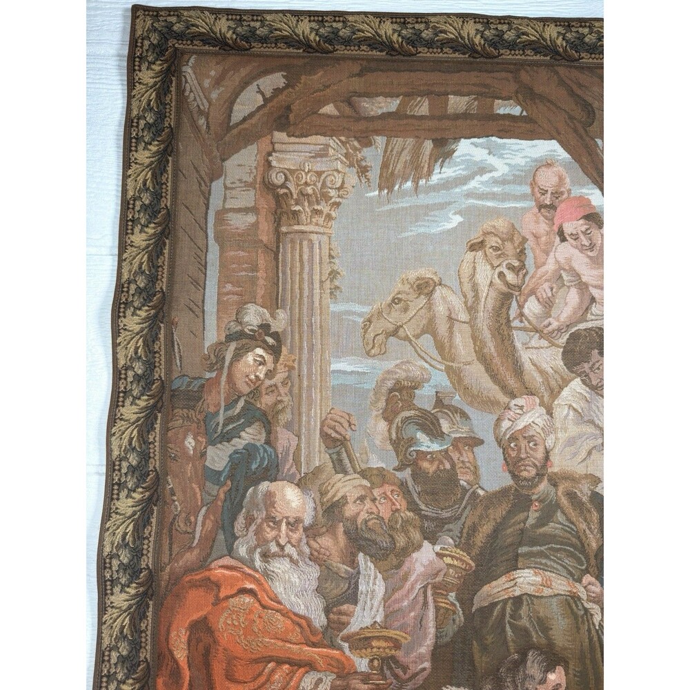 VTG PP Rubens Adoration of the Magi Belgian Jacquard Woven Wall Tapestry 43"x29" - Picture 6 of 16